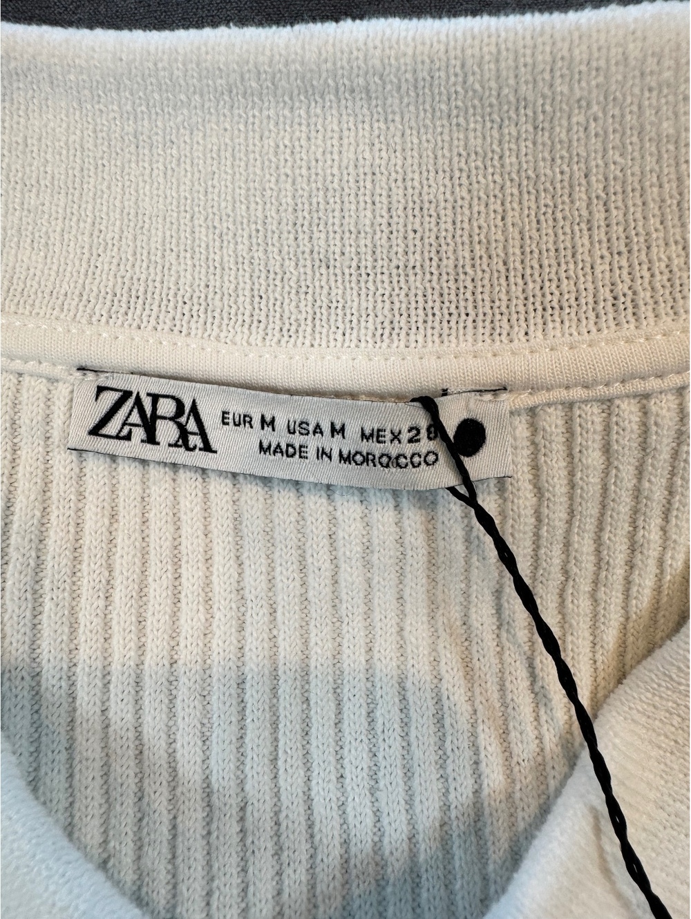 Zara White Ribbed Polo Mini Dress Gold Buttons Women’s Medium NWT - Picture 3 of 8